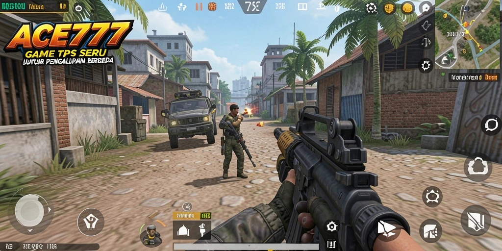 Tampilan gameplay ACE777 dengan pertempuran TPS yang mendebarkan.