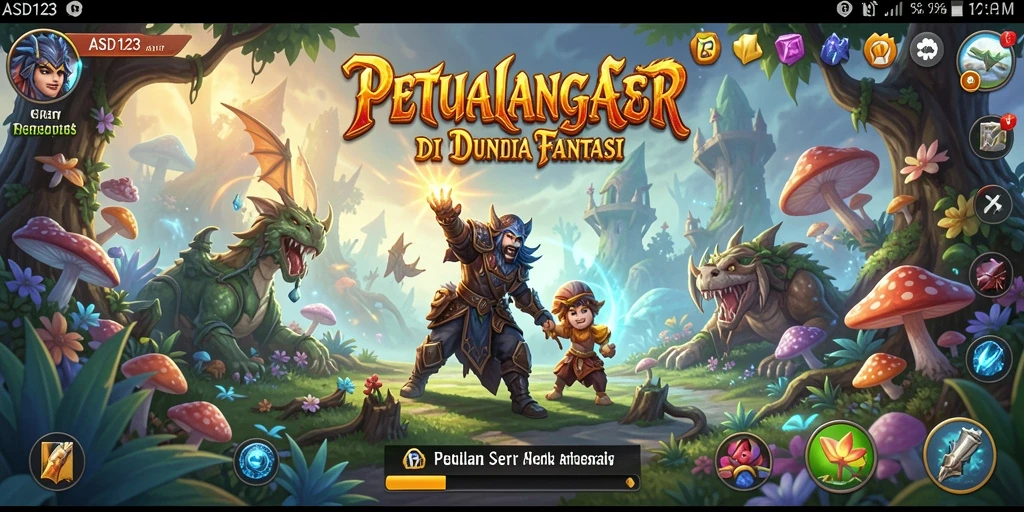Screenshot gameplay ASD123 menampilkan petualangan seru di dunia fantasi yang menakjubkan.