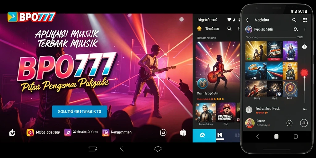 Screenshot gameplay dari aplikasi musik BPO777 yang menunjukkan antarmuka pengguna.