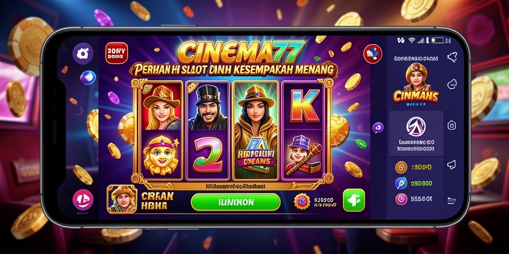 Screenshot CINEMA77 menampilkan pengalaman bermain slot yang seru dan mendebarkan.