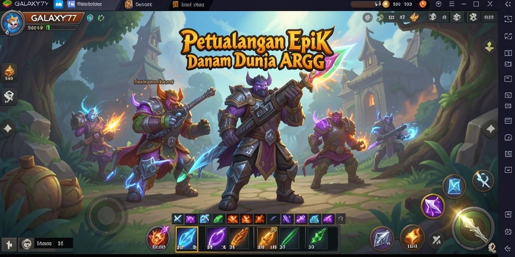 Screenshot menampilkan pertempuran seru dalam GALAXY77 dengan grafis luar biasa.