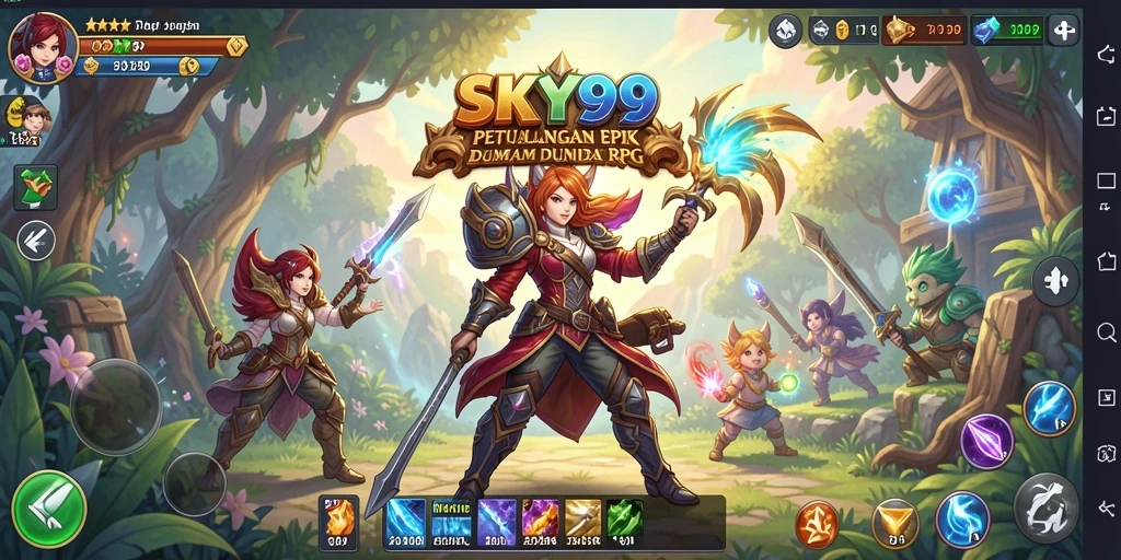 Tampilan gameplay RPG yang menampilkan pertarungan epik dan eksplorasi dunia.