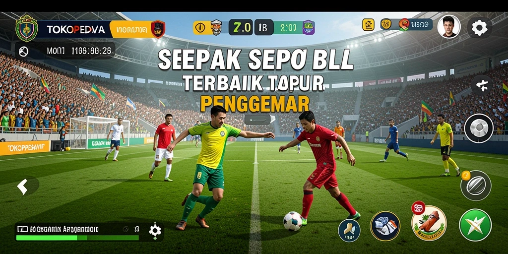 Tangkapan layar dari gameplay TOKOPEDIAVIP yang menampilkan aksi sepak bola.